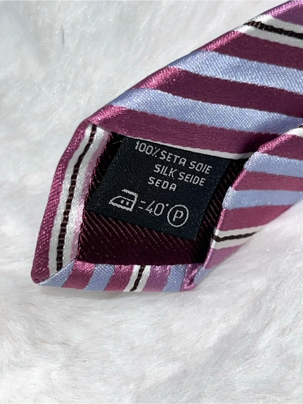 Ermenegildo Zegna Purple and Light Blue Striped Silk Tie